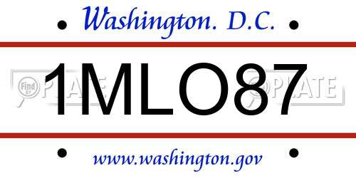 1MLO87 District Of Columbia License Plate