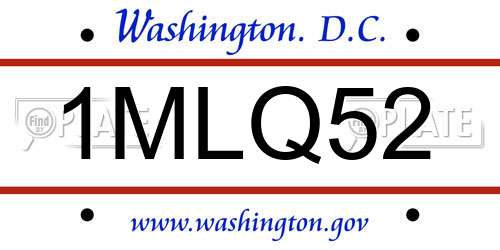 1MLQ52 District Of Columbia License Plate