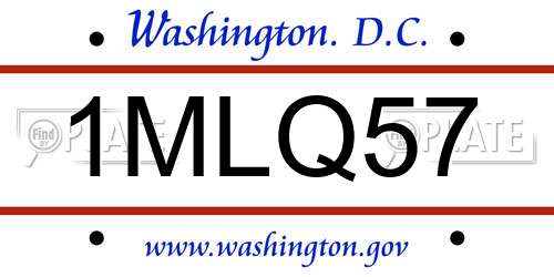 1MLQ57 District Of Columbia License Plate