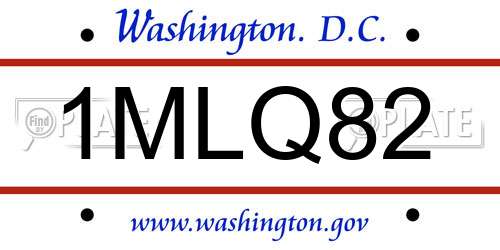 1MLQ82 District Of Columbia License Plate