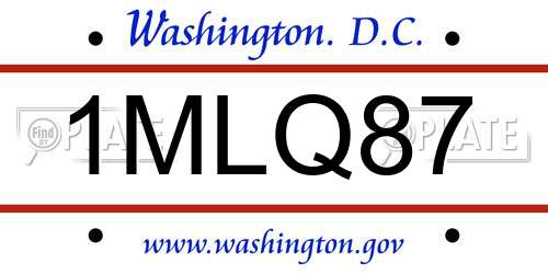 1MLQ87 District Of Columbia License Plate