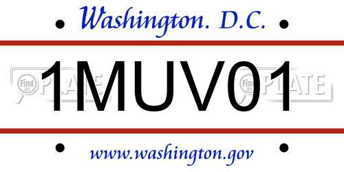 1MUV01 District Of Columbia License Plate