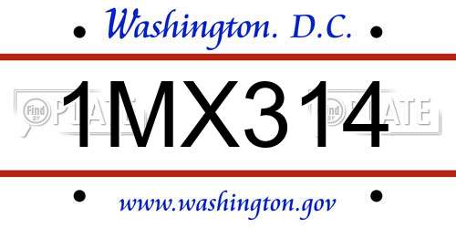 1MX314 District Of Columbia License Plate
