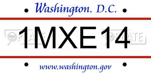 1MXE14 District Of Columbia License Plate