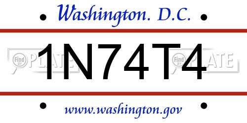 1N74T4 District Of Columbia License Plate