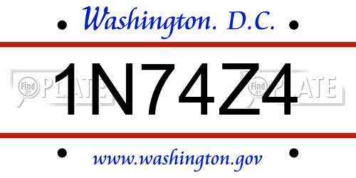1N74Z4 District Of Columbia License Plate