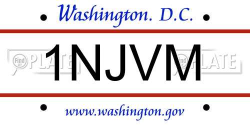 1NJVM District Of Columbia License Plate