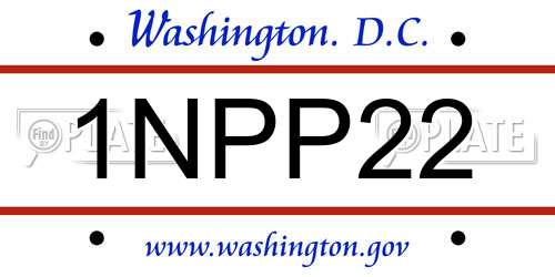 1NPP22 District Of Columbia License Plate