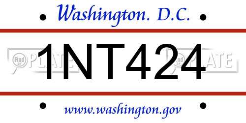 1NT424 District Of Columbia License Plate