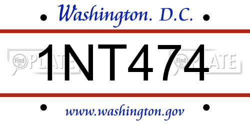 1NT474 District Of Columbia License Plate
