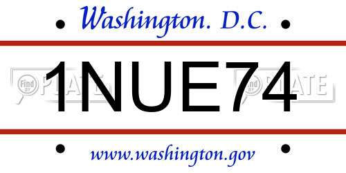 1NUE74 District Of Columbia License Plate