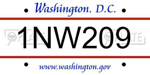 1NW209 District Of Columbia License Plate