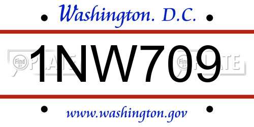 1NW709 District Of Columbia License Plate