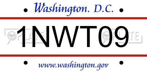 1NWT09 District Of Columbia License Plate