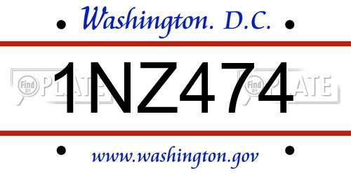 1NZ474 District Of Columbia License Plate
