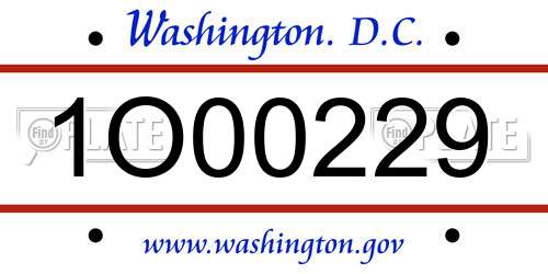 1O00229 District Of Columbia License Plate