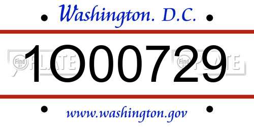 1O00729 District Of Columbia License Plate