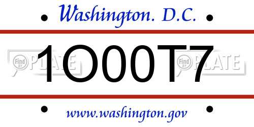 1O00T7 District Of Columbia License Plate