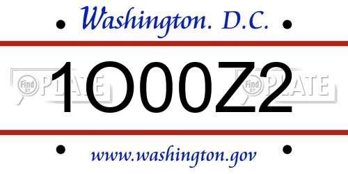 1O00Z2 District Of Columbia License Plate