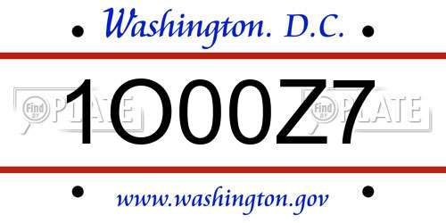 1O00Z7 District Of Columbia License Plate