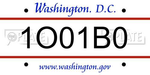 1O01B0 District Of Columbia License Plate