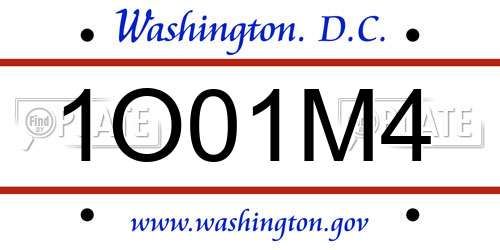 1O01M4 District Of Columbia License Plate