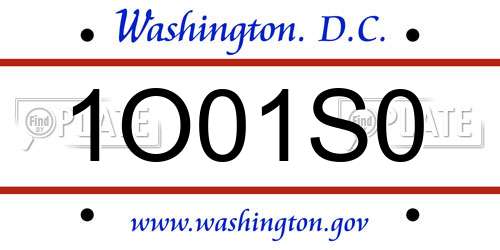 1O01S0 District Of Columbia License Plate