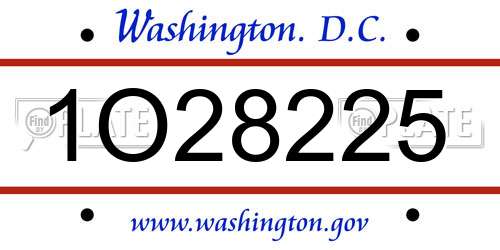 1O28225 District Of Columbia License Plate