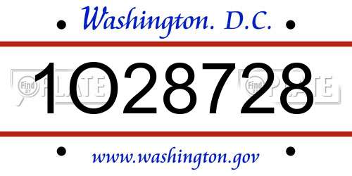 1O28728 District Of Columbia License Plate
