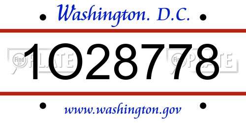 1O28778 District Of Columbia License Plate