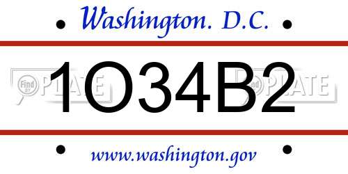 1O34B2 District Of Columbia License Plate