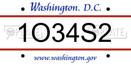 1O34S2 District Of Columbia License Plate