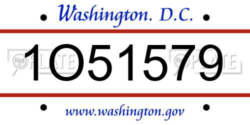 1O51579 District Of Columbia License Plate