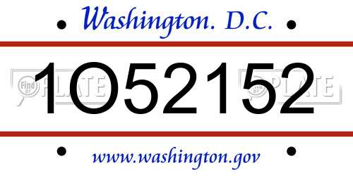 1O52152 District Of Columbia License Plate