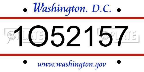 1O52157 District Of Columbia License Plate