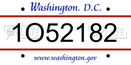 1O52182 District Of Columbia License Plate