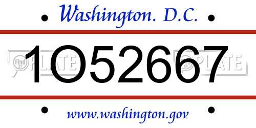 1O52667 District Of Columbia License Plate
