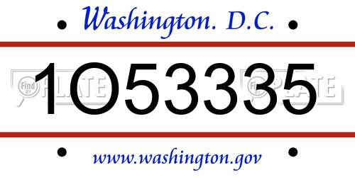 1O53335 District Of Columbia License Plate
