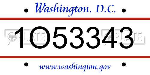 1O53343 District Of Columbia License Plate