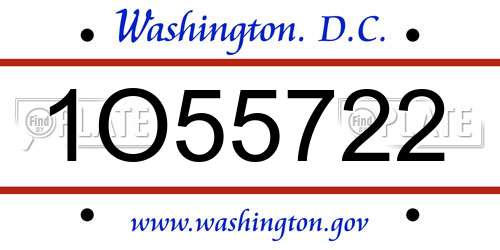 1O55722 District Of Columbia License Plate