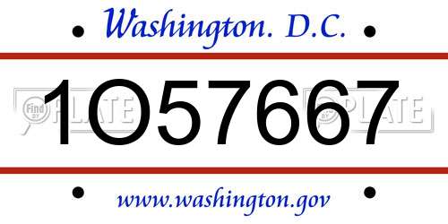 1O57667 District Of Columbia License Plate