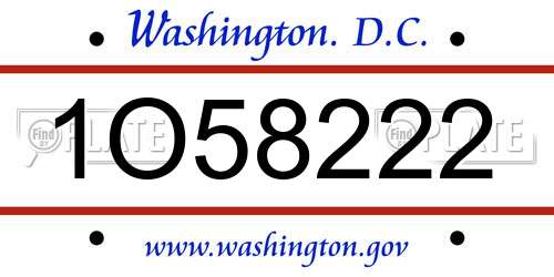 1O58222 District Of Columbia License Plate