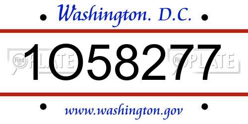 1O58277 District Of Columbia License Plate