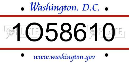 1O58610 District Of Columbia License Plate