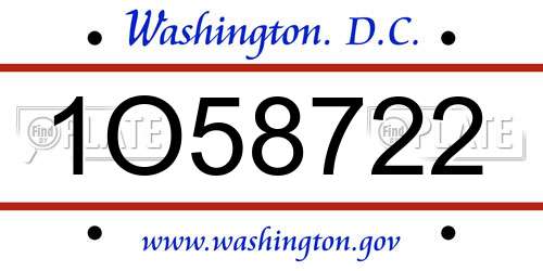 1O58722 District Of Columbia License Plate