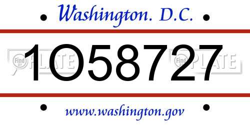1O58727 District Of Columbia License Plate