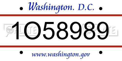 1O58989 District Of Columbia License Plate