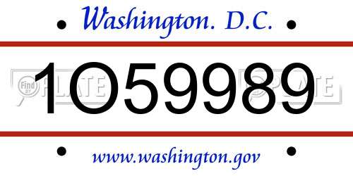 1O59989 District Of Columbia License Plate