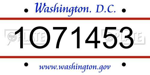 1O71453 District Of Columbia License Plate
