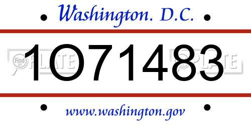 1O71483 District Of Columbia License Plate